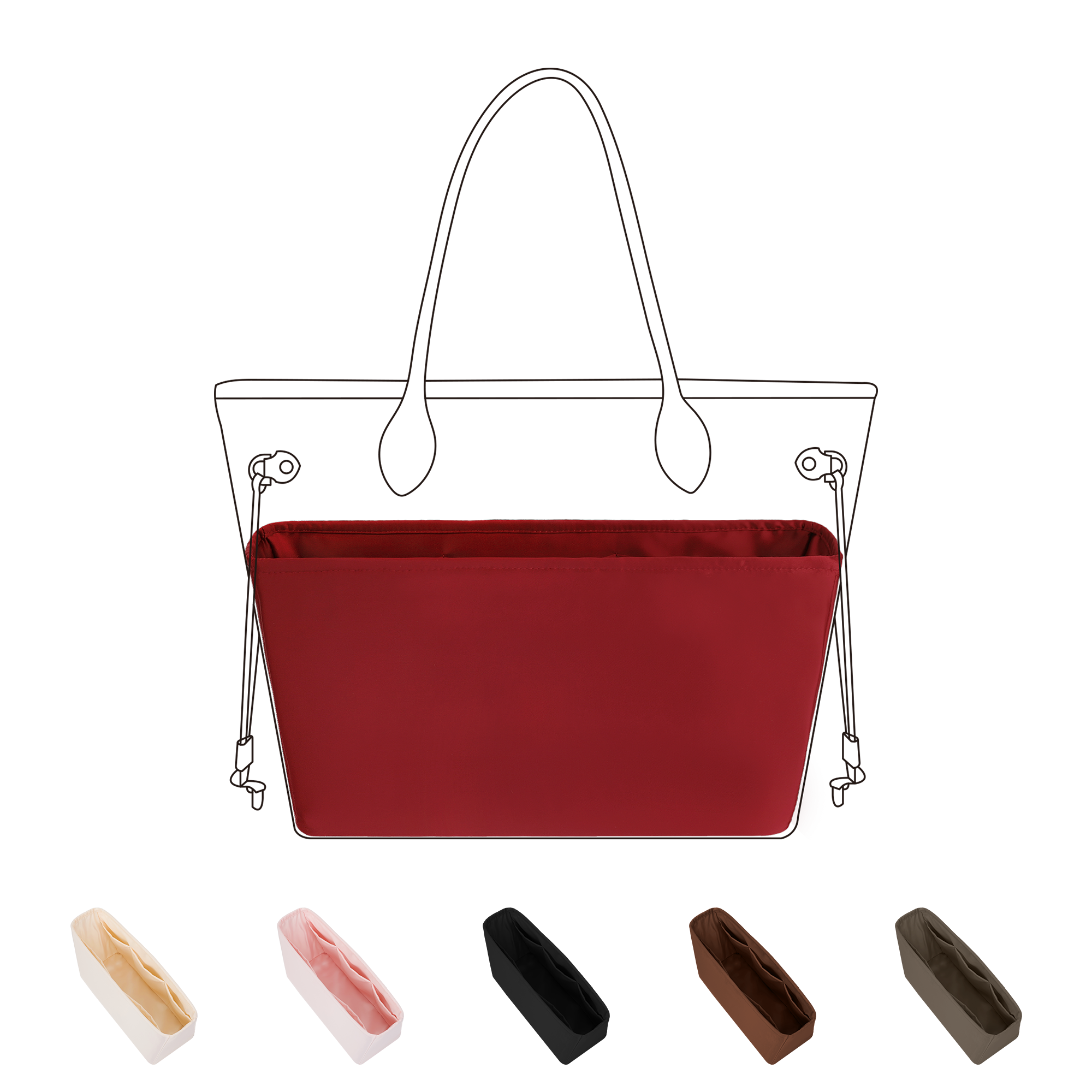 DGAZ Purse Organizer Insert Fits LV Neverfull Mini/PM/MM/GM Bags，Silk