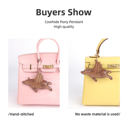DGAZ Wooden Flying Pig Bag Charm for Luxury Handbag