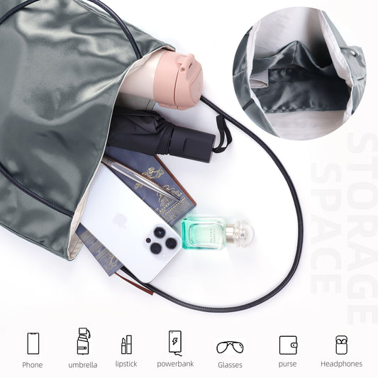 DGAZ Silk Designer Bags for Women, Luxury Tote Bag with Zipper, Large Shoulder Hobo Bags