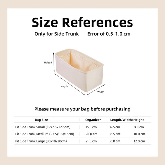 DGAZ Bag Organizer Insert For LV Side Trunk Bags, Silk Purse Organizer, Luxury Handbag & Tote Organizer