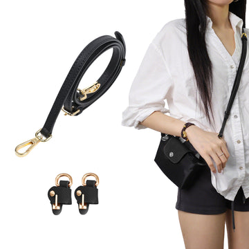 DGAZ Leather Shoulder Strap for Longchamp Le Pliage, Adjustable Length 90–120 cm, for Shoulder or Crossbody Carry, Suitable for Double Handles, Include Gift Box