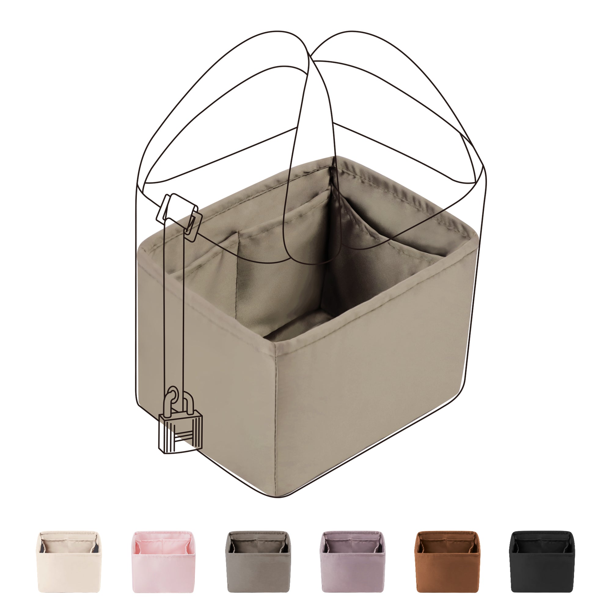 DGAZ Purse Organizer Satin thick Fits picotin14/18/22/26 Bags,Silk ,Lu
