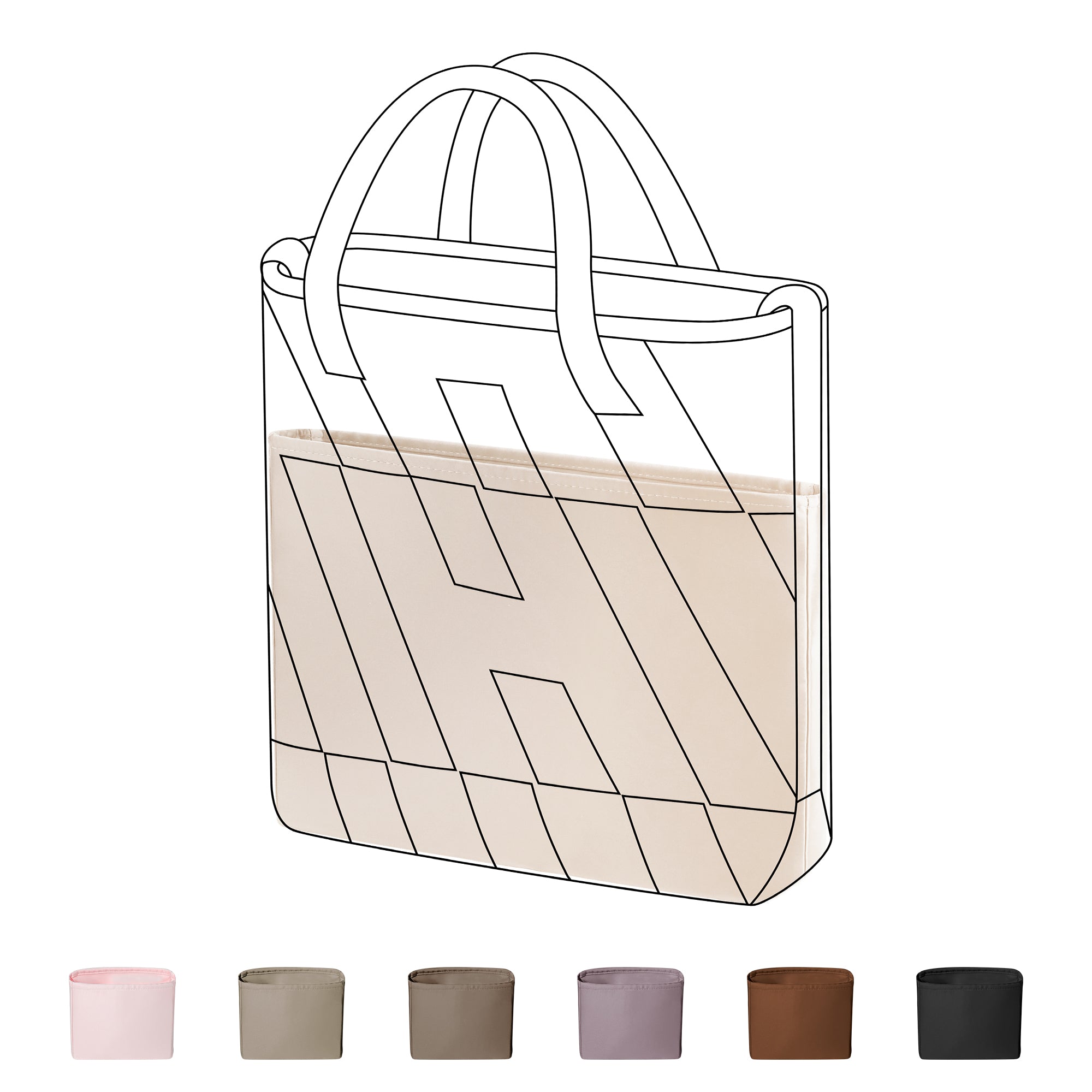 DGAZ Bag Organizer Insert For Hermes Cabas Bags, Silk Purse Organizer, Luxury Handbag & Tote Organizer