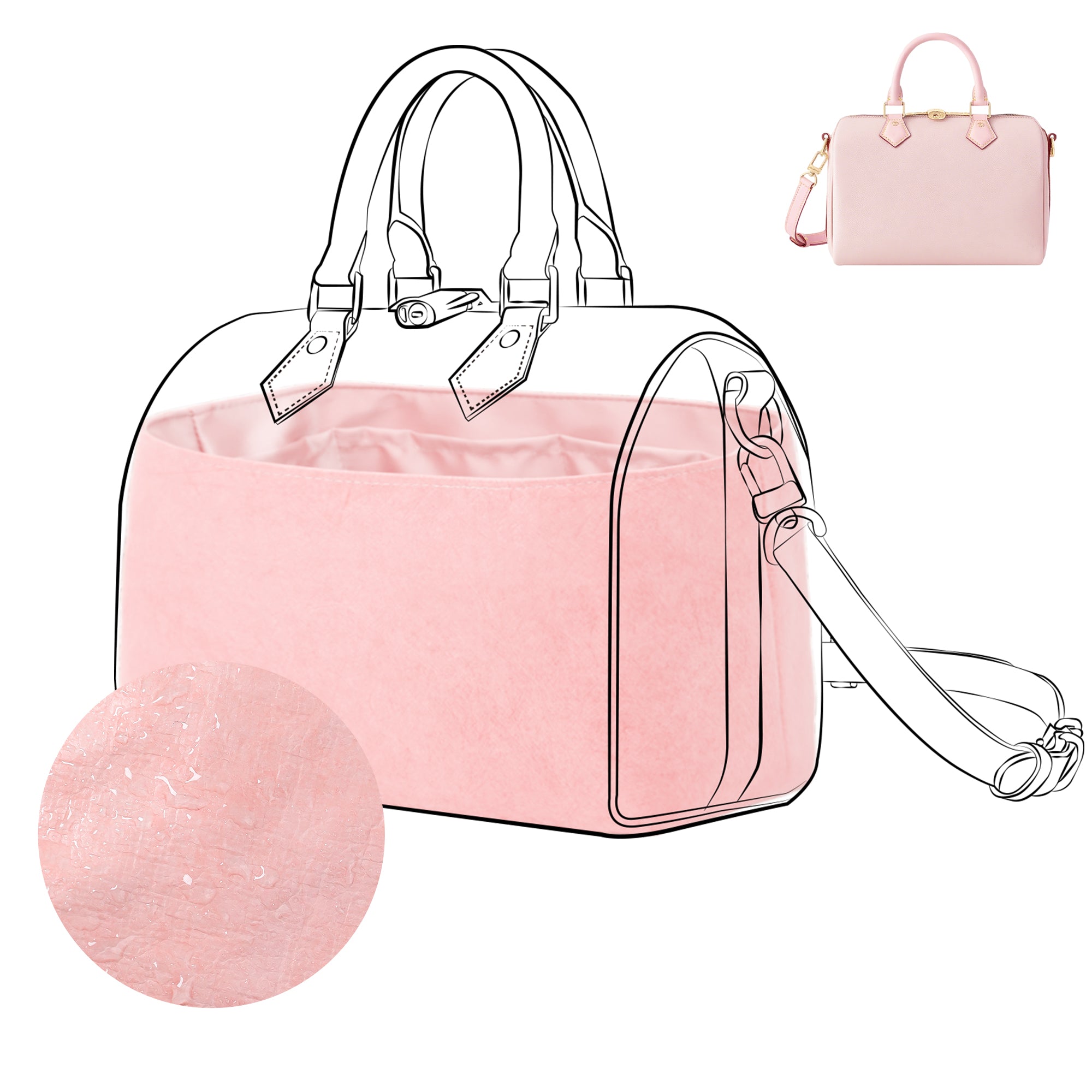 DGAZ Lightweight-Purse Organizer Insert for LV-Speedy Bag,silk and DupontPaper handbag inner for Luxury Bags