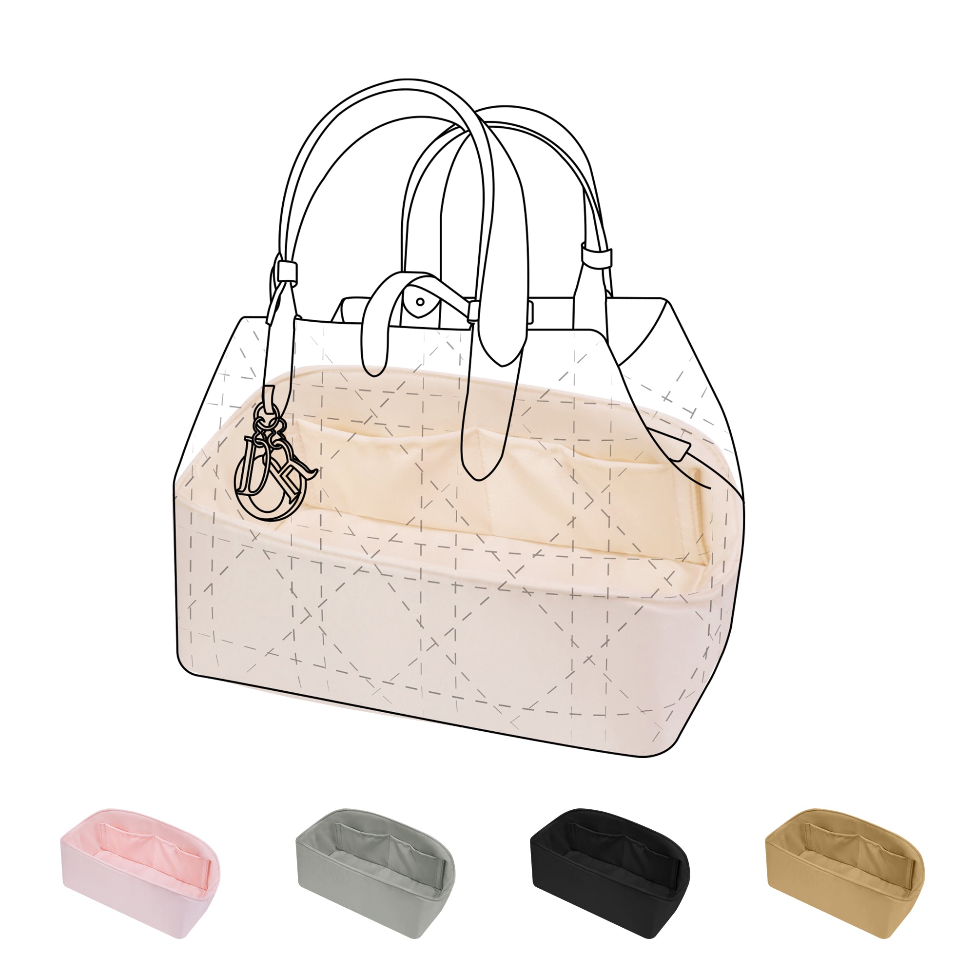 DGAZ Silk Purse Organizer Insert Fits Dior Toujours S/M/L，Silky Smooth Bag Organizer，Luxury Handbag & Tote Shaper