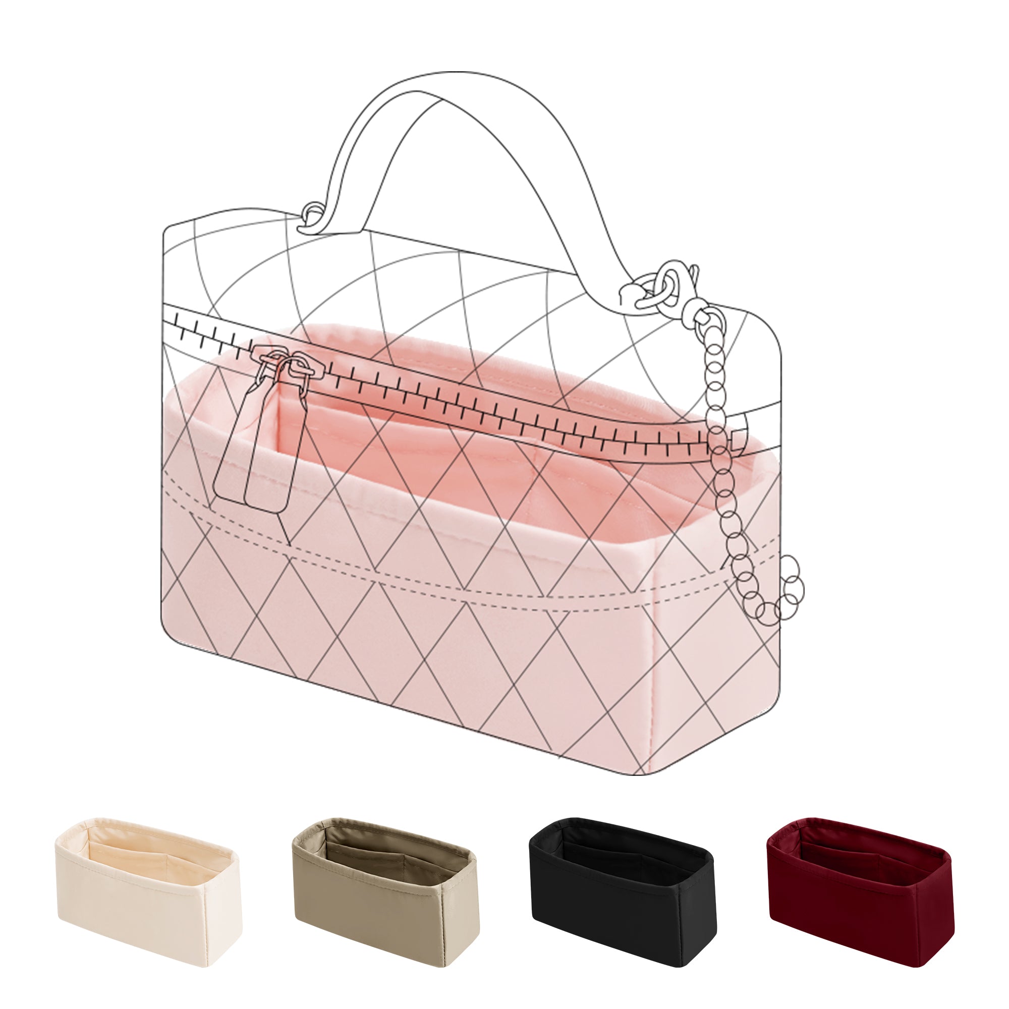 DGAZ Silk Purse Organizer Insert Fits Chanel 25P Long Chain Vanity Case Bag,Silky Smooth Bag Organizer，Luxury Handbag & Tote Shaper