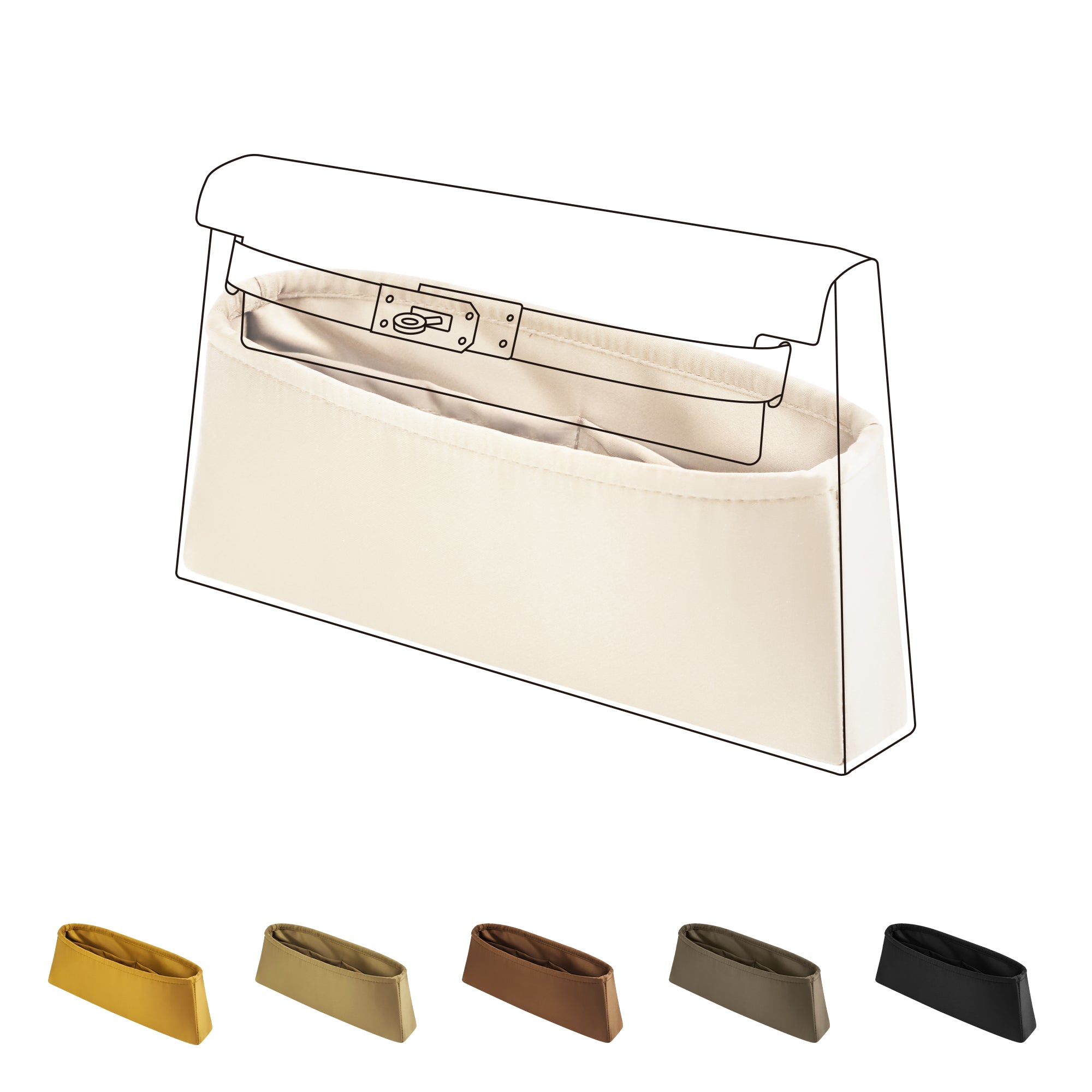 DGAZ Bag Organizer Insert For Hermes Kelly Elan Bag, Silk Purse Organi