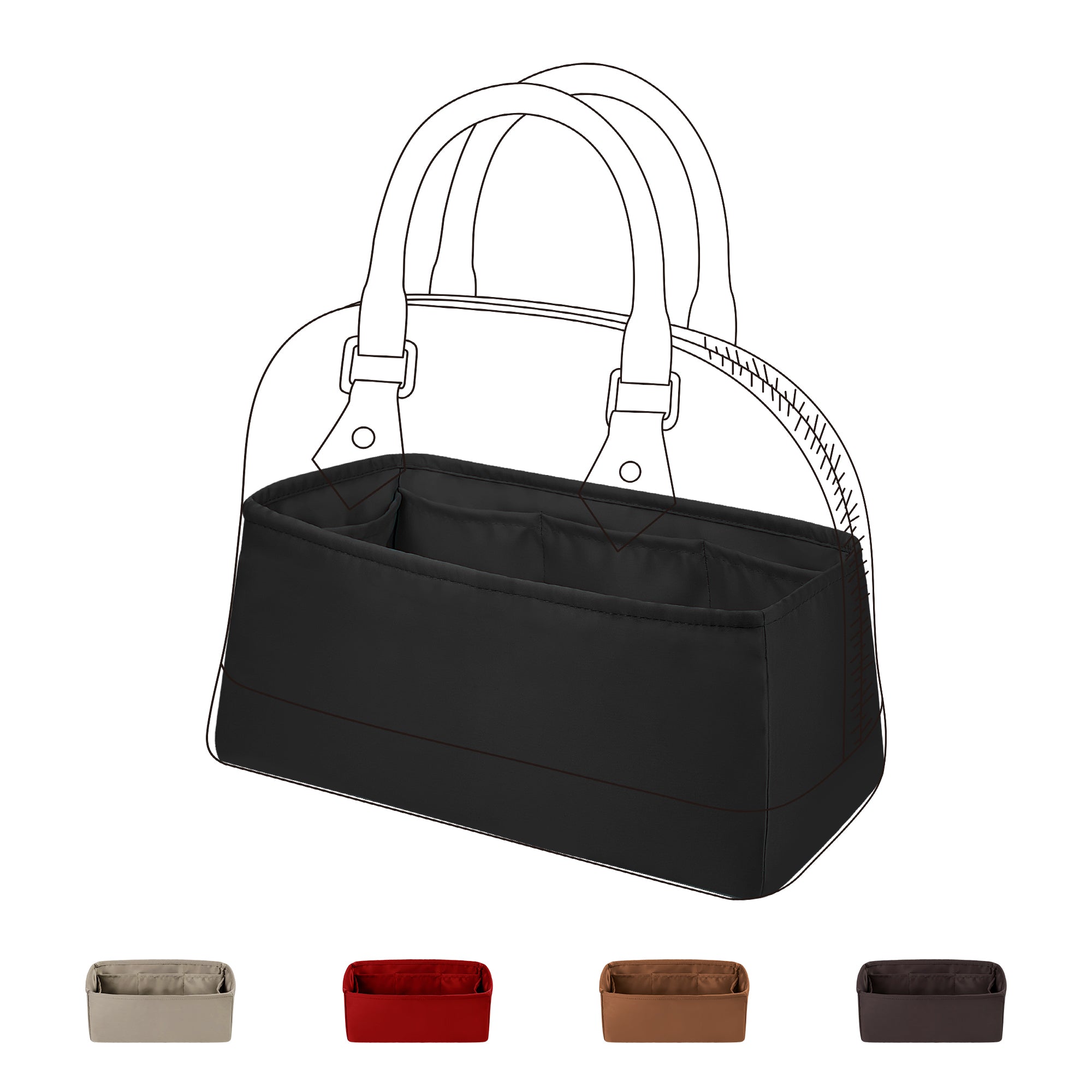 DGAZ Bag Organizer Insert For LV Alma Bags, Silk Purse Organizer, Luxury Handbag & Tote Organizer