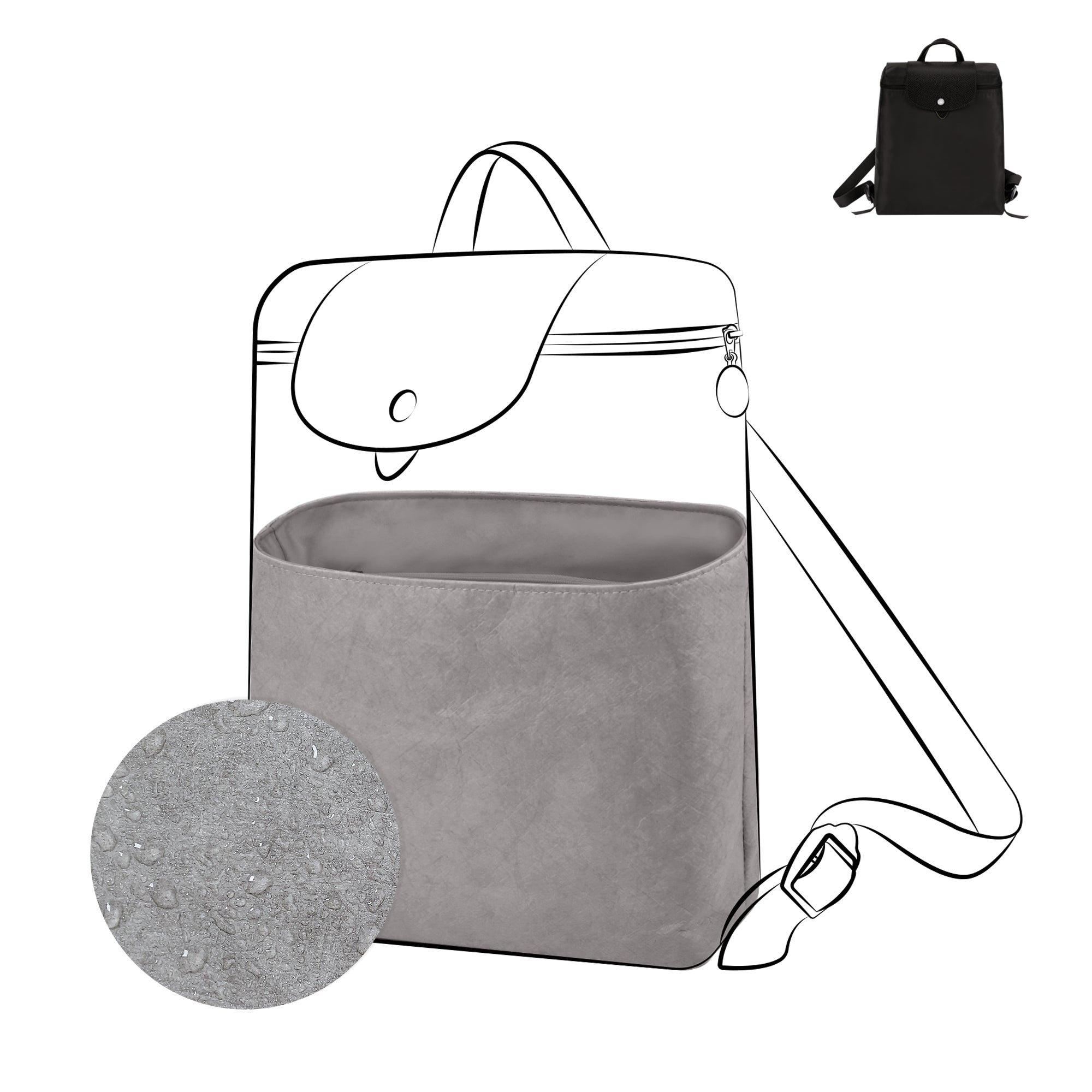 DGAZ Lightweight-Purse Organizer Insert for Longchamp LE PLIAGE Backpa