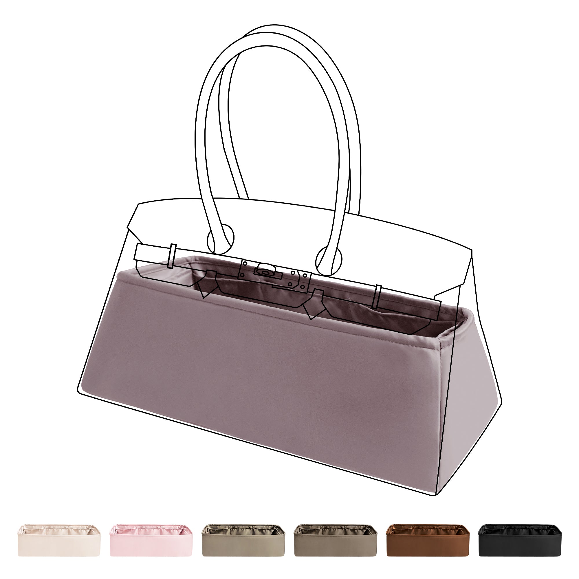 DGAZ Bag Organizer Insert For Hermes Shoulder Kelly/Birkin/Hac Bags, Silk Purse Organizer, Luxury Handbag & Tote Organizer