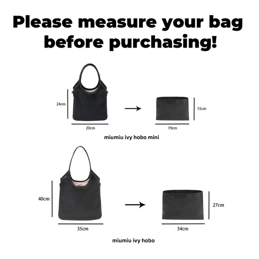 DGAZ Lightweight Purse Organizer Insert for Miumiu-ivy hobo Bags,silk and DupontPaper handbag inner for Luxury Bags