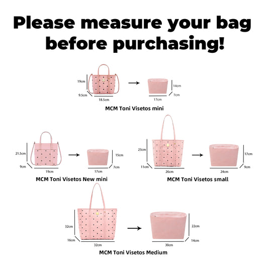 DGAZ Lightweight Purse Organizer Insert for MCM Toni Visetos Bag,Silk and Dupontpaper handbag inner for Luxury Bags