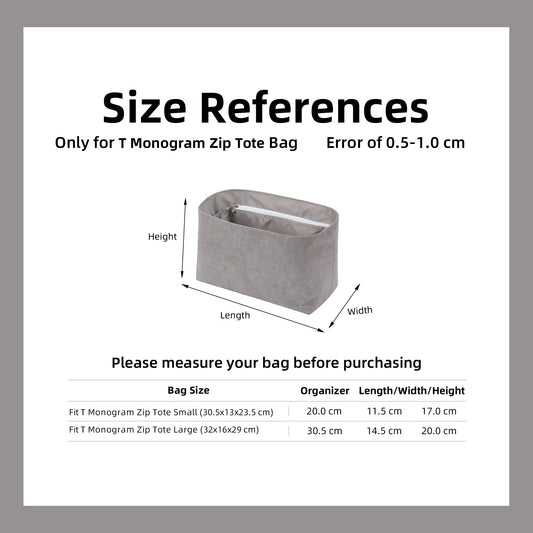 DGAZ Lightweight Purse Organizer Insert for Tory Burch T Monogram Zip Tote Bag,silk and DupontPaper handbag inner for Luxury Bags