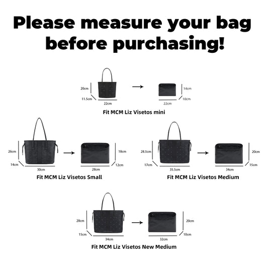 DGAZ Lightweight Purse Organizer Insert for MCM Liz Visetos Tote Bag,Silk and Dupontpaper handbag inner for Luxury Bags