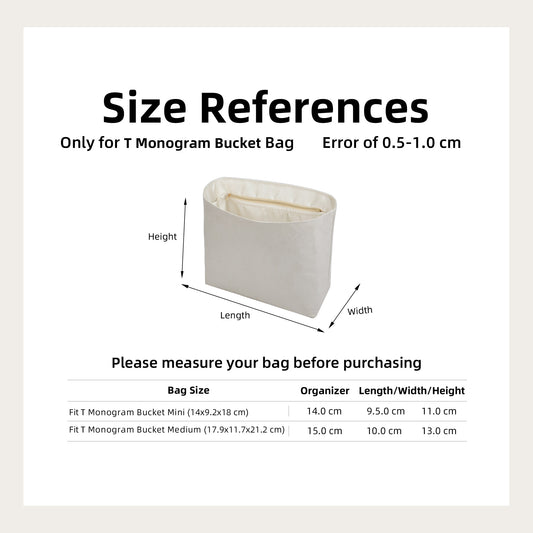 DGAZ Lightweight Purse Organizer Insert for Tory Burch T Monogram Bucket Bag,silk and DupontPaper handbag inner for Luxury Bags