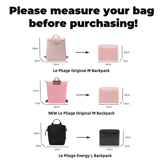 DGAZ Lightweight-Purse Organizer Insert for Longchamp LE PLIAGE Backpack Bag,silk and DupontPaper handbag inner for Luxury Bags