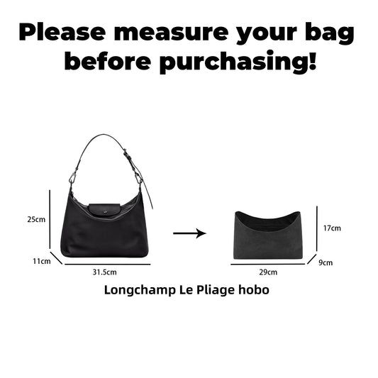 DGAZ Lightweight Purse Organizer Insert for Longchamp Hobo Bag,Silk and Dupontpaper handbag inner for Luxury Bags