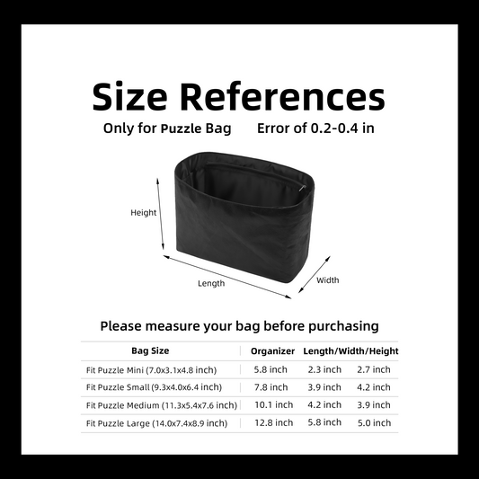 DGAZ Lightweight Purse Organizer Insert for Loewe Puzzle Bag,silk and DupontPaper handbag inner for Luxury Bags