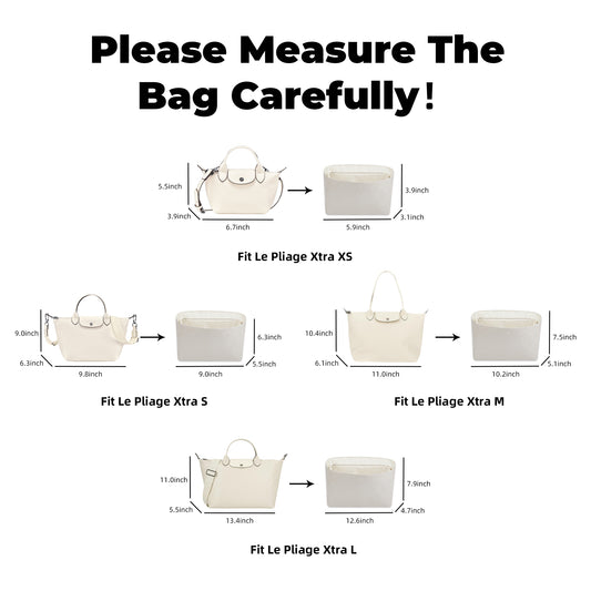 DGAZ Lightweight Purse Organizer Insert for Longchamp-LE PLIAGE Xtra Bag,silk and DupontPaper handbag inner for Luxury Bag