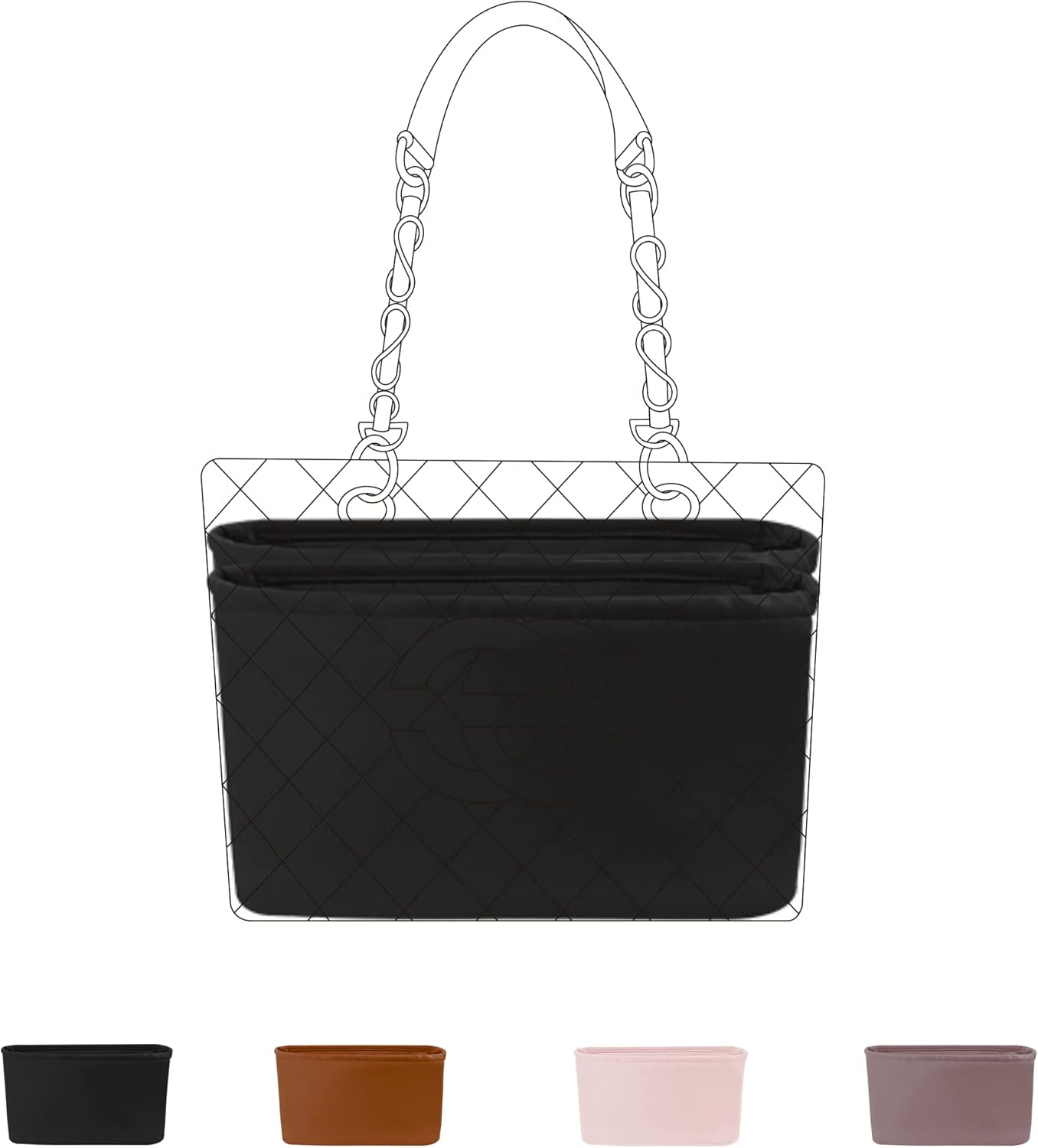 DGAZ Purse Organizer Insert for Chanel GST/PST Bags，Silk Bag Organizer，Luxury Handbag & Tote Shaper