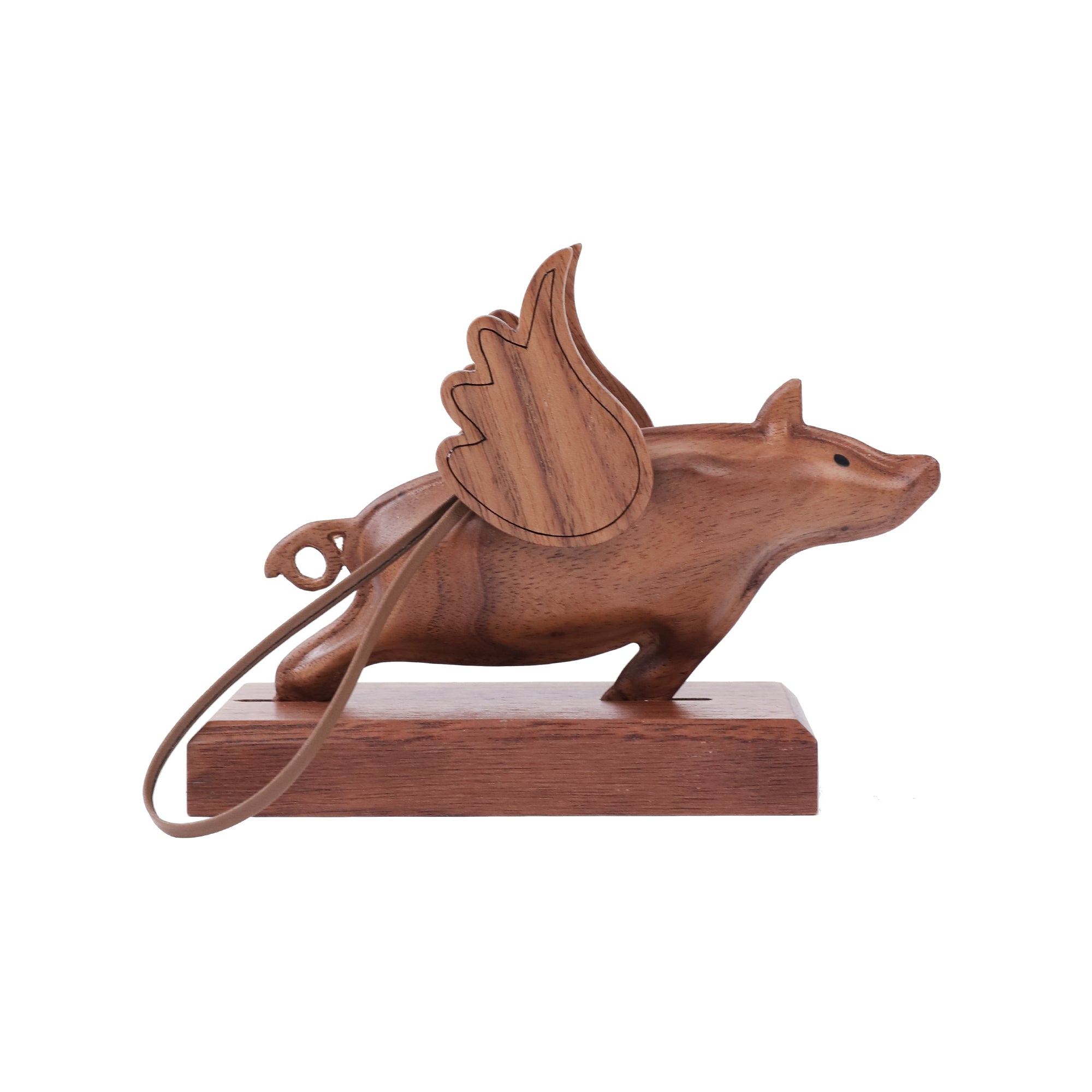 DGAZ Wooden Flying Pig Bag Charm for Luxury Handbag