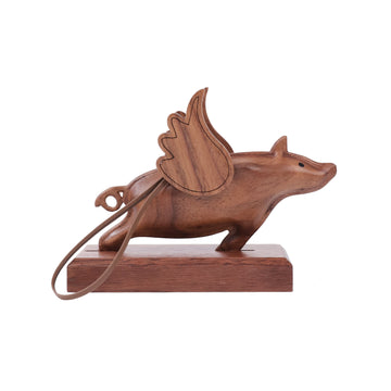 DGAZ Wooden Flying Pig Bag Charm for Luxury Handbag