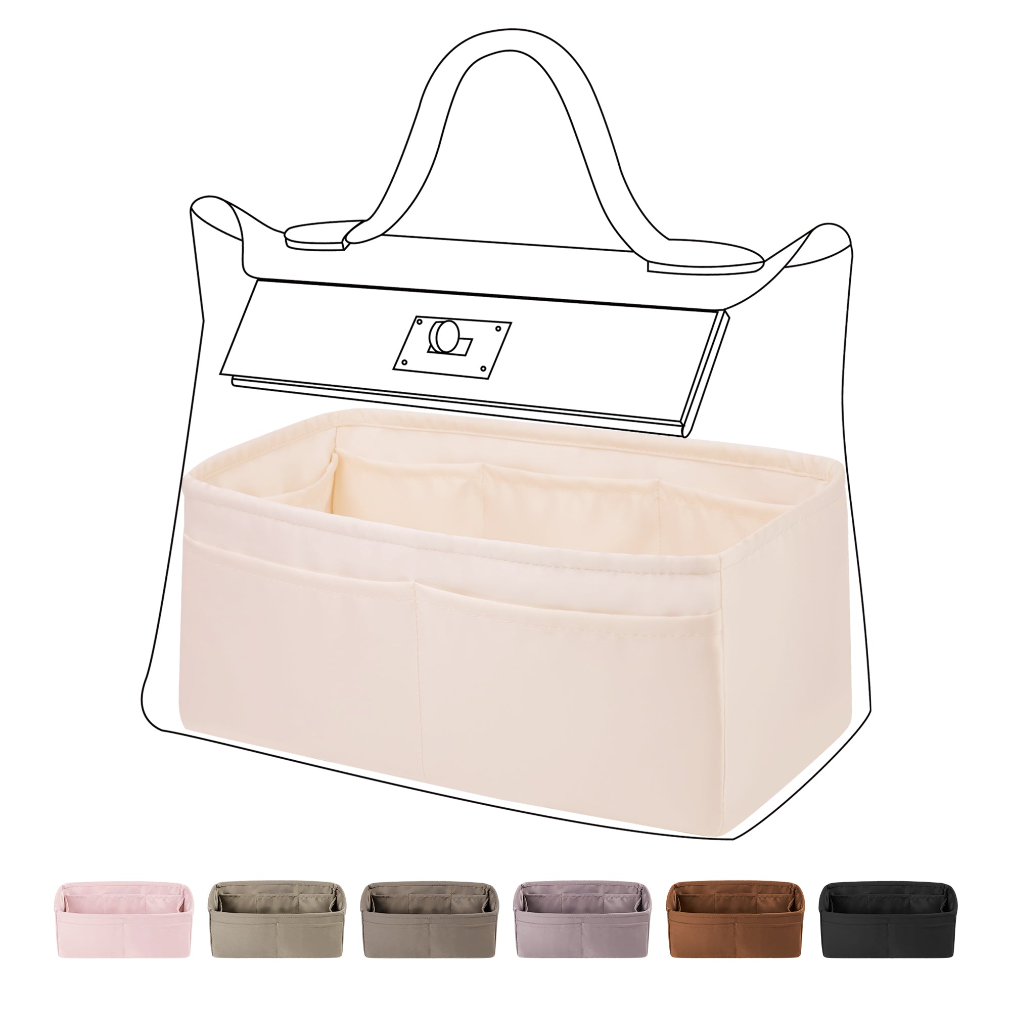 DGAZ Bag Organizer Insert For Hermes 24/24 Mini/29/35 Bags, Silk Purse Organizer, Luxury Handbag & Tote Organizer