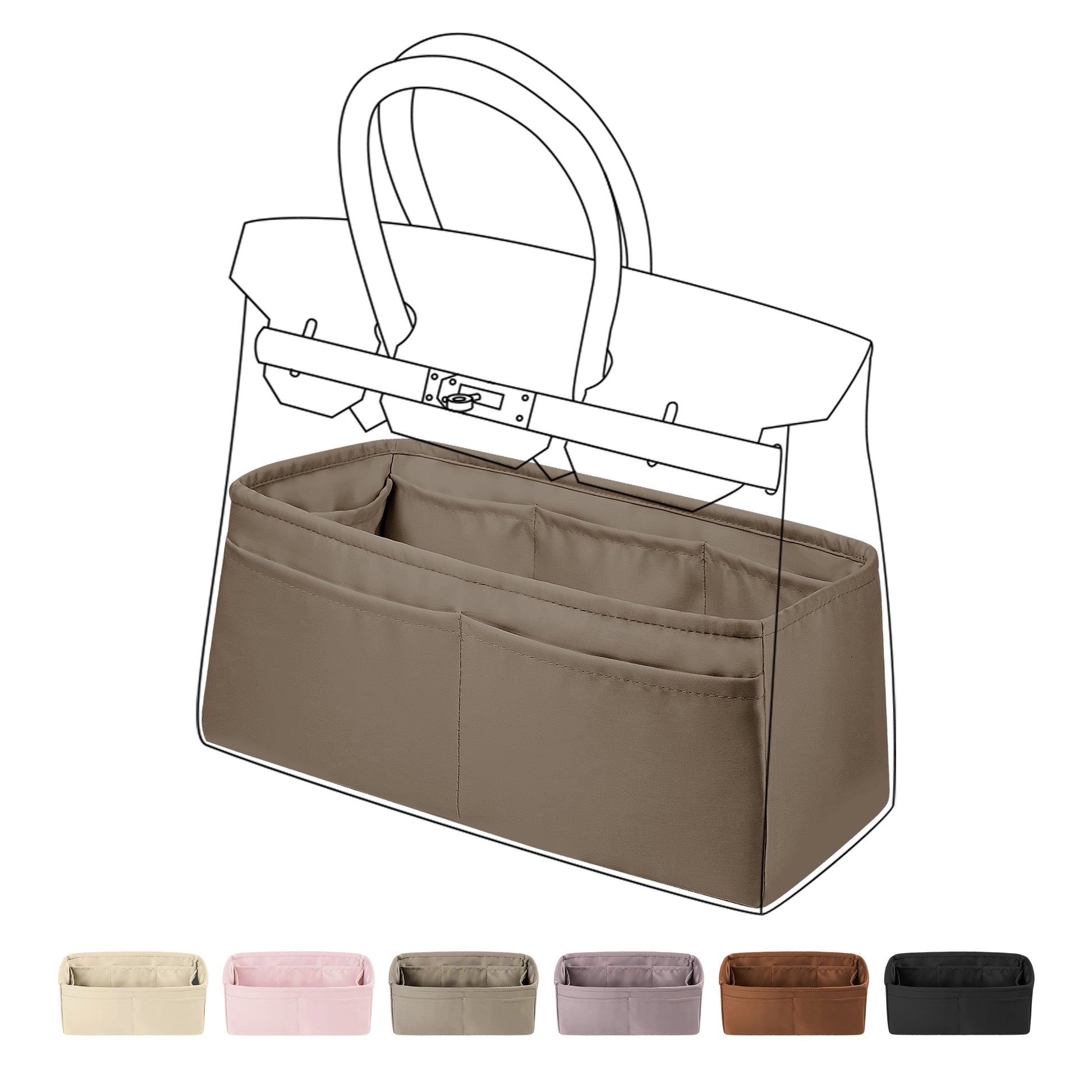 DGAZ Silk Purse Organizer Insert For LV Alma BB/PM/MM bag，Silky Smooth Bag  Organizer，Luxury Handbag & Tote Shaper(Coffee brown,PM)
