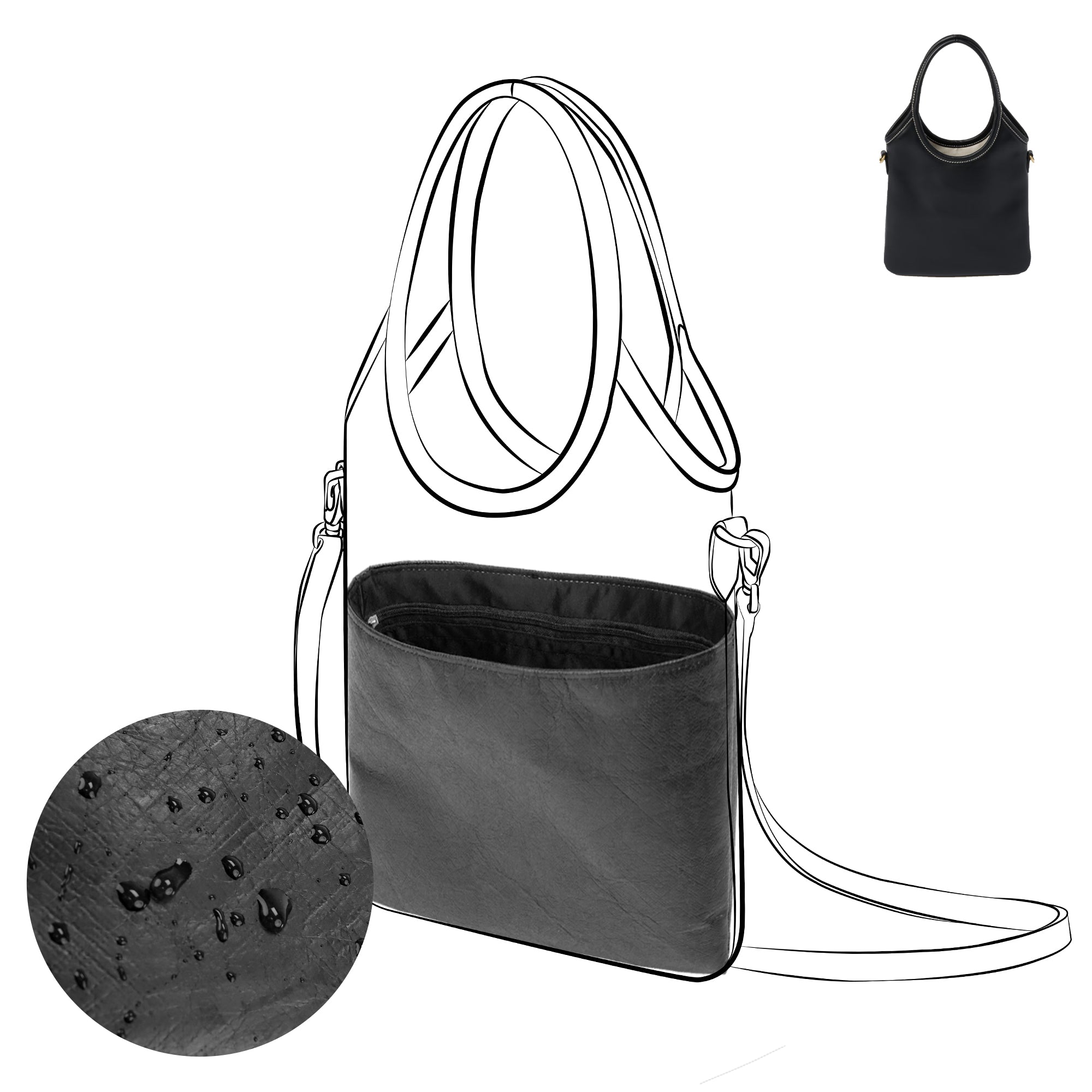 DGAZ Lightweight Purse Organizer Insert for Miumiu-ivy hobo Bags,silk and DupontPaper handbag inner for Luxury Bags