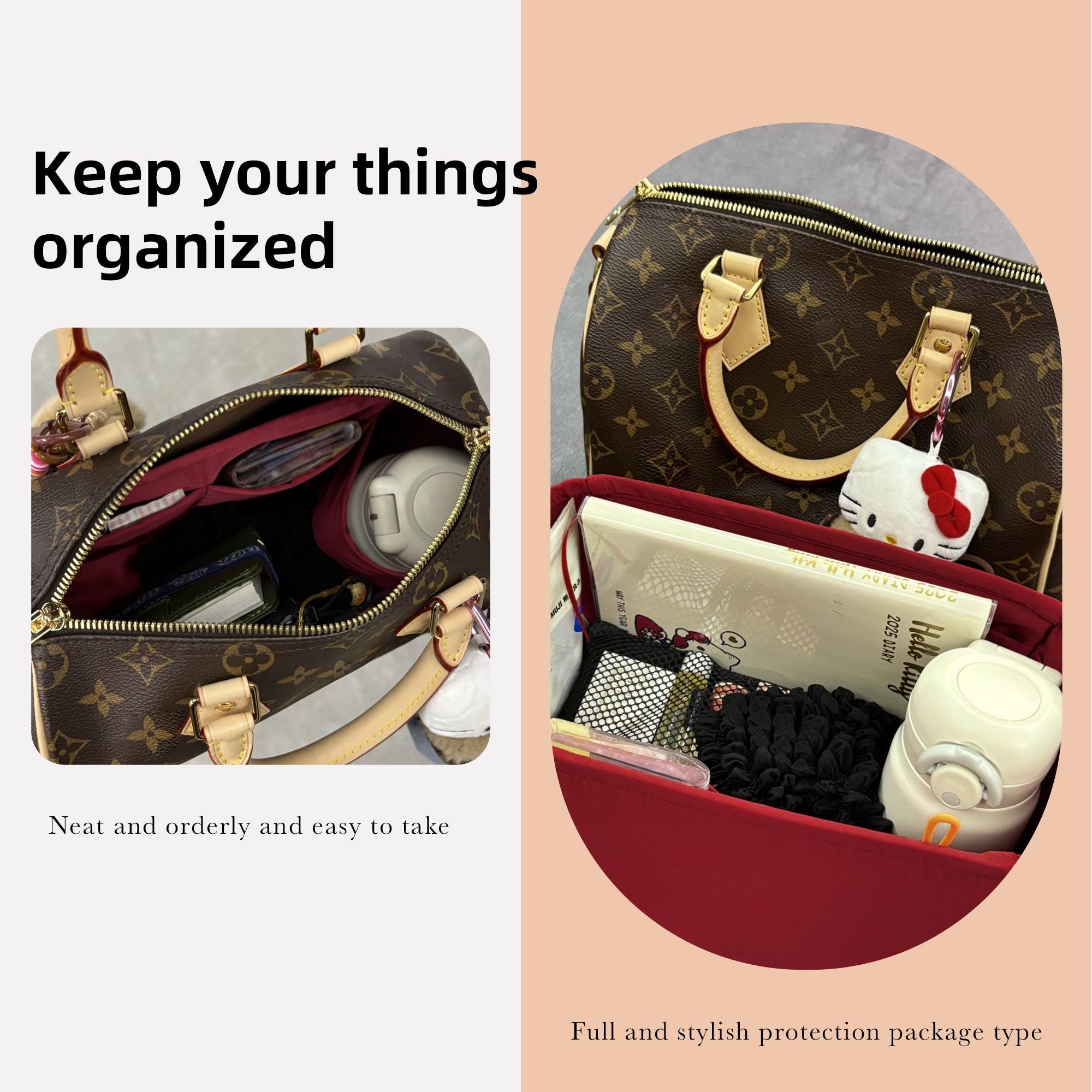 19Neat Purse Organizer For LV Speedy 35 - Thin Lightweight Insert With Multiple Pockets Gold