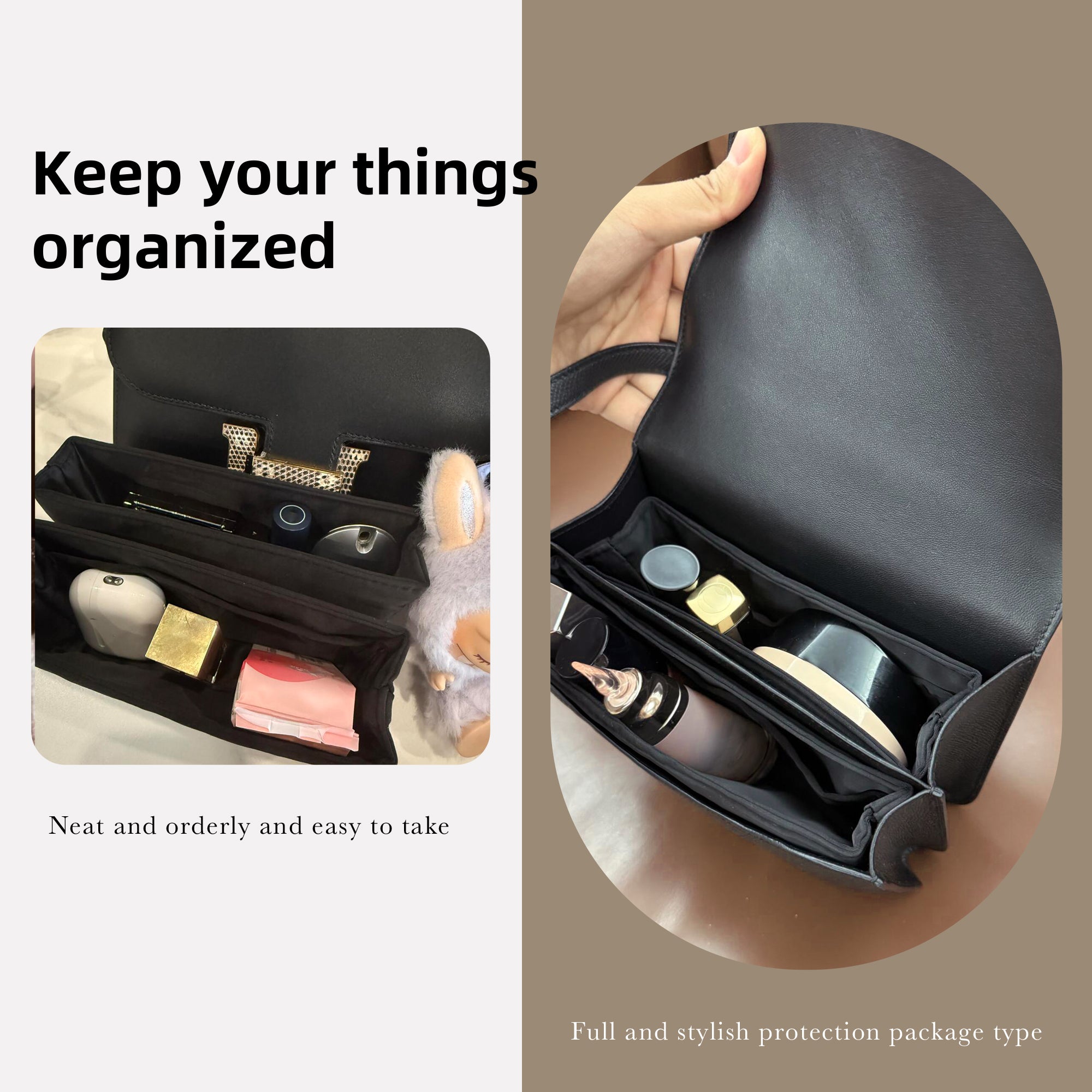 DGAZ Bag Organizer Insert For Hermes Constance Bags, Silk Purse Organi