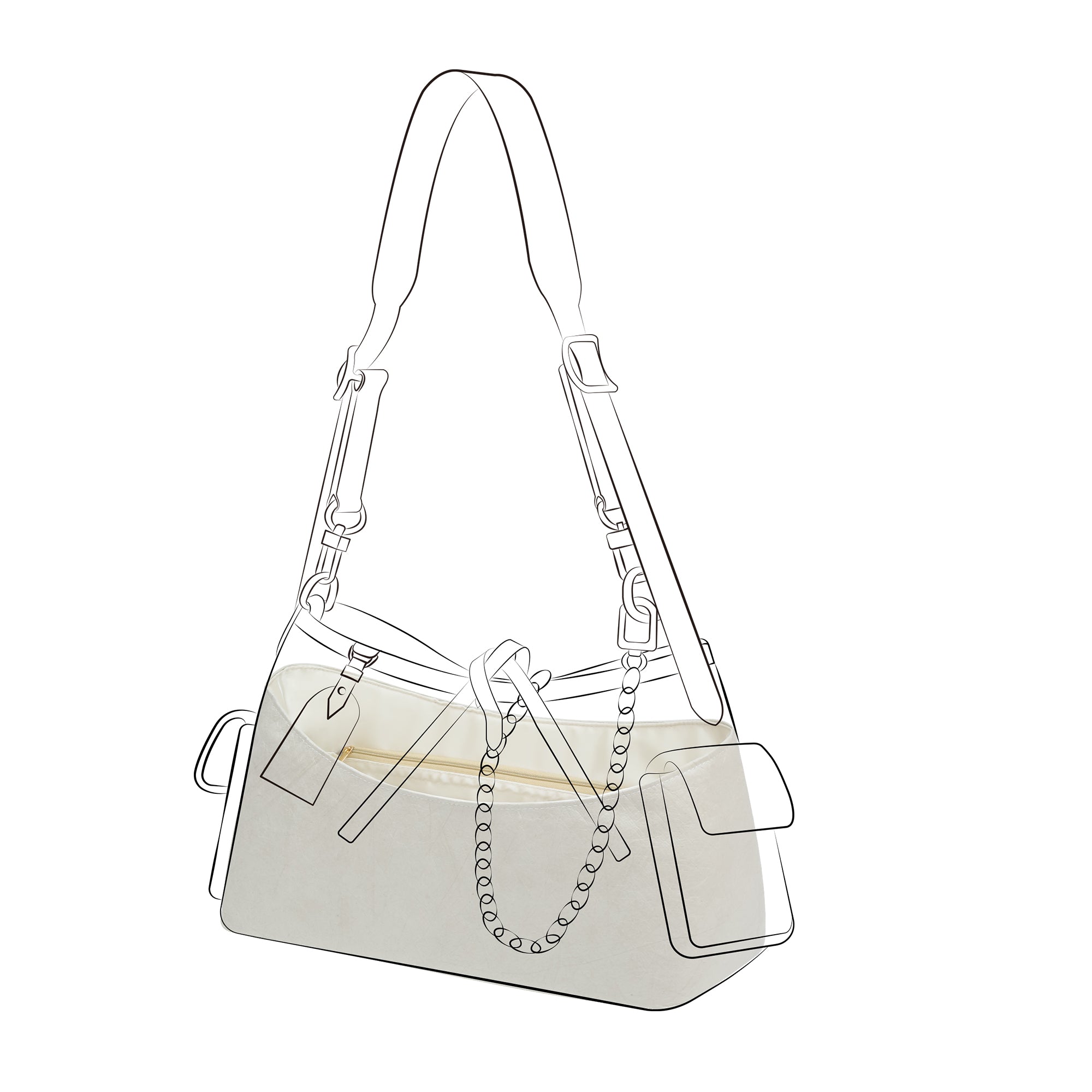DGAZ Lightweight Purse Organizer Insert for LV-CarryAll Cargo Vibe PM/Vibe MM Bags,silk and DupontPaper handbag inner for Luxury Bag