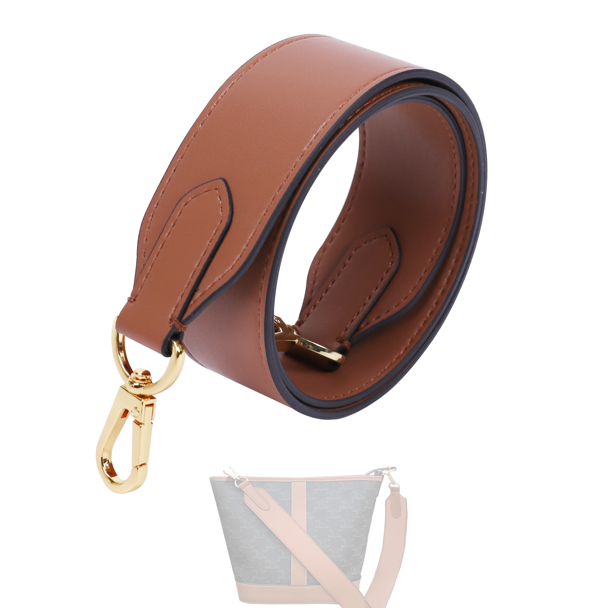 DGAZ Vachetta Leather Crossbody Strap for Celine Bucket bag with Gift